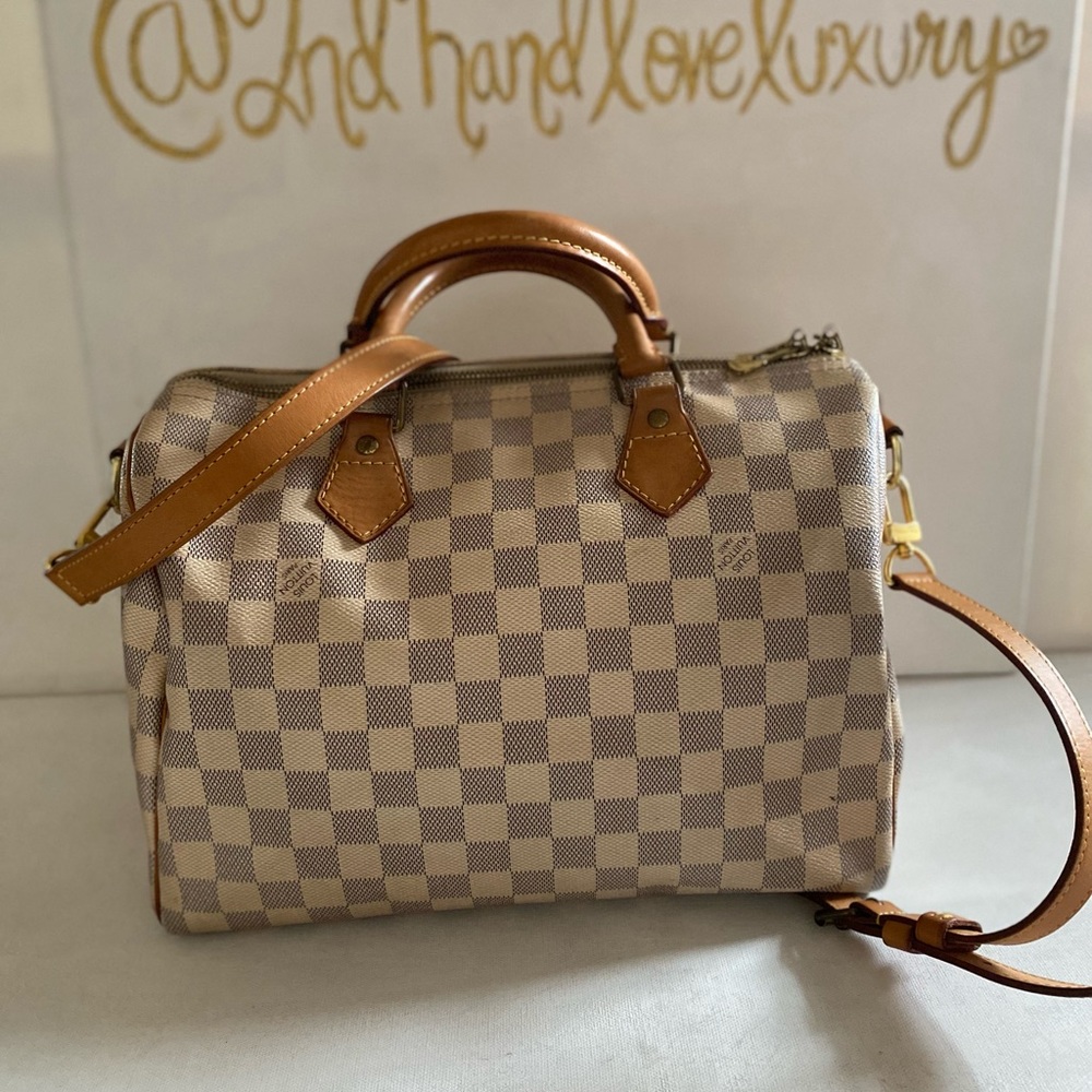 LOUIS VUTTON SPEEDY BANDOULIERE AZUR 30STRAP 🔐 WITH DUST BAG & MATCH WALLET - Picture 3 of 14